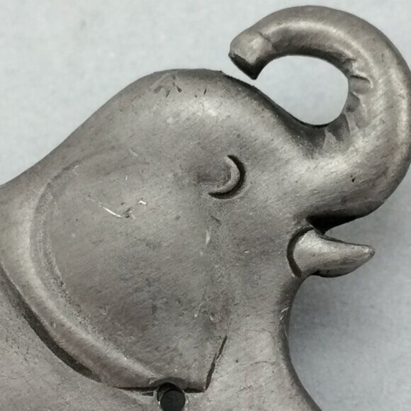 Vintage Pewter Elephant Stud Earrings in Brooch Pin Trunk Up MISSING Items - Picture 2 of 15